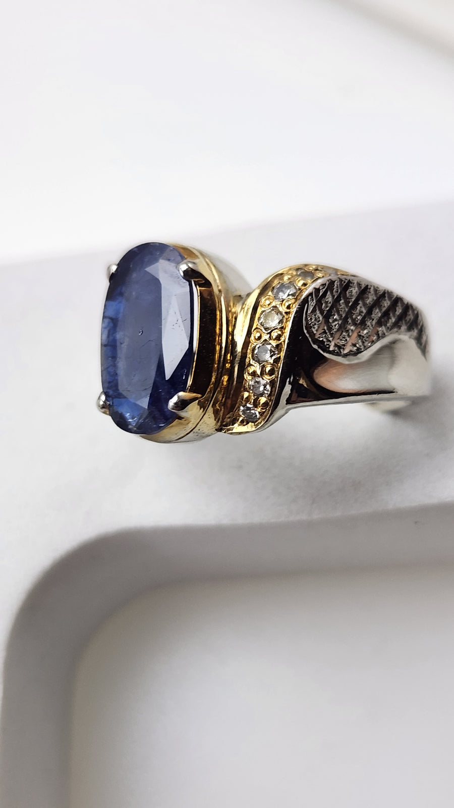 Natural Blue Sapphire Ring — 925 Silver