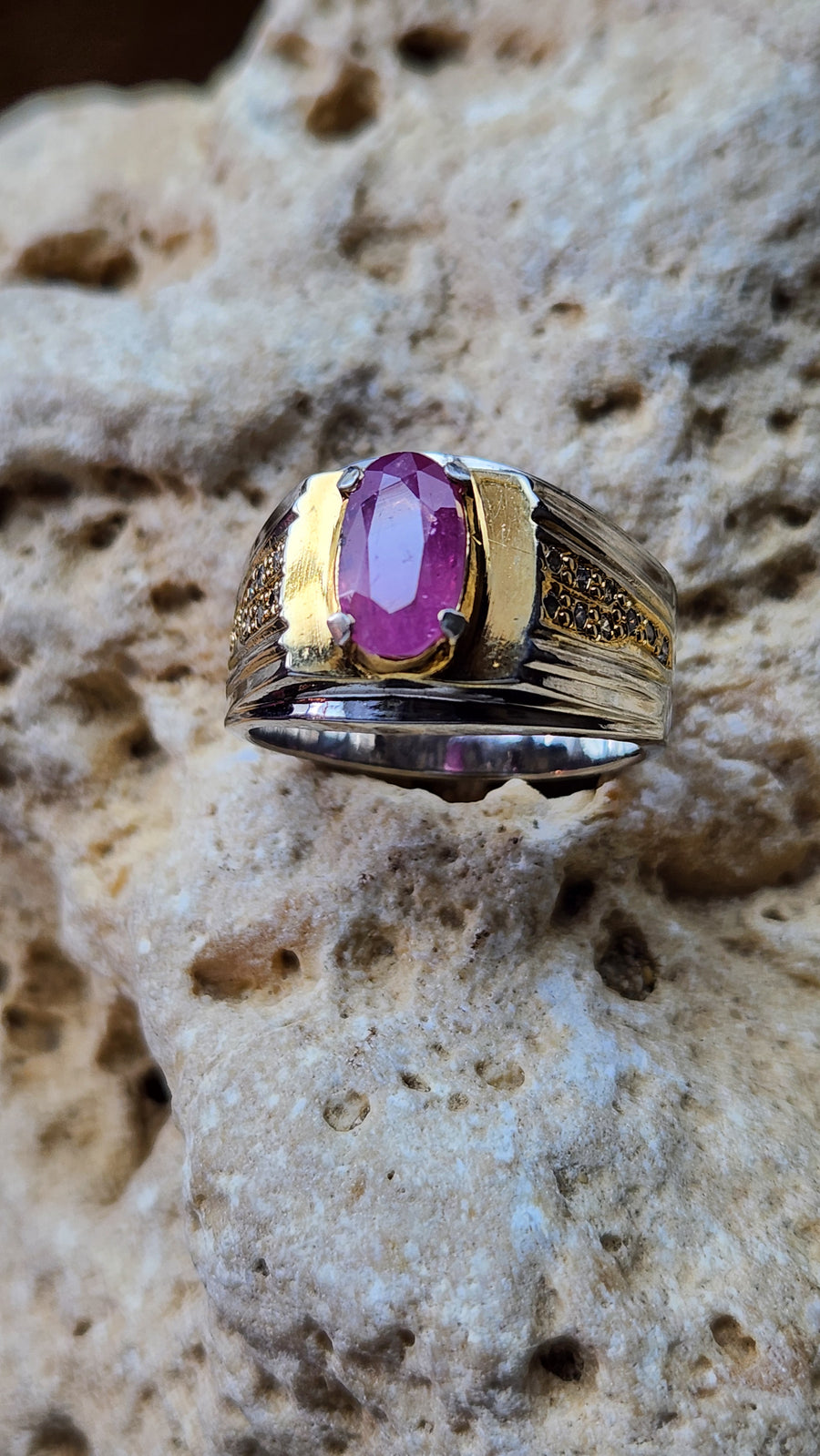 925 Sterling Silver Ring with Natural Pink Sapphire